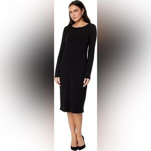 Tulip Long Black Long Sleeve Jewel Neck Midi Dress Size 2X